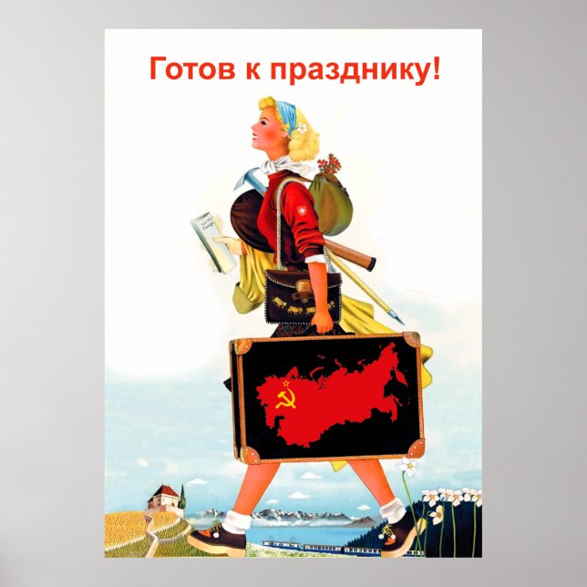 Affiche Fille soviétique prête pour des vacances en Russie (Devant)