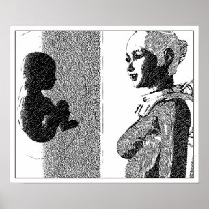 Affiche fille spatiale et bébé