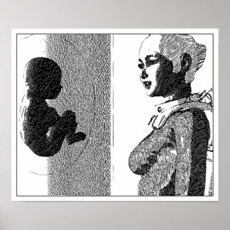 Affiche fille spatiale et bébé