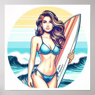 Affiche Fille Sport & Surf