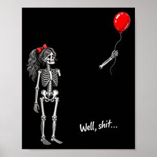 Affiche Fille squelette tenant un ballon gothique Hallowee