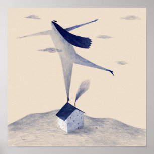 Affiche Fille sur le toit