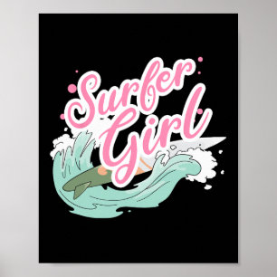Affiche Fille surfeuse faisant du surf