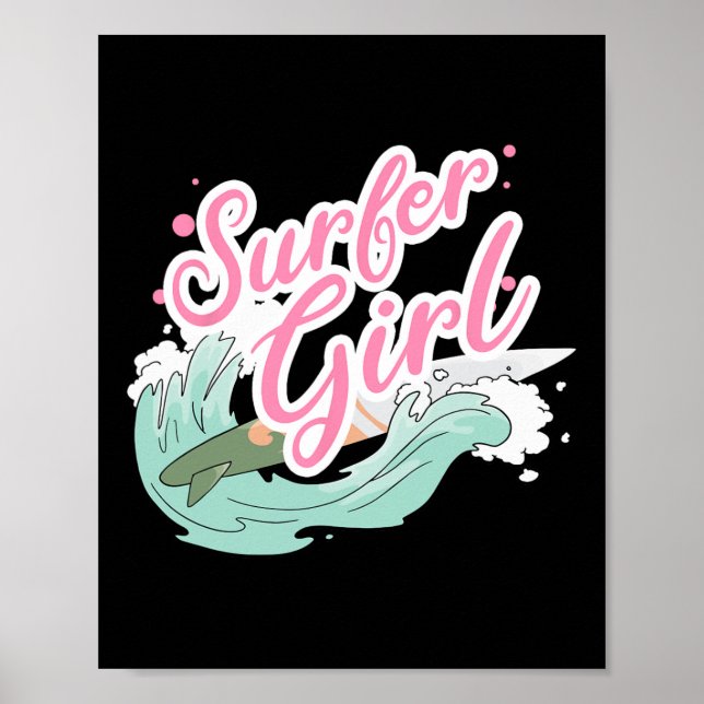Affiche Fille surfeuse faisant du surf  (Devant)