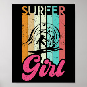 Affiche Fille surfeuse planche de surf femmes surf océan r