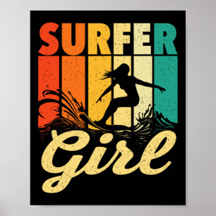 Affiche Fille surfeuse - Vagues Entraîneur de surf Amour d