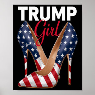 Affiche Fille talon haut Stilettos drapeau américain Trump