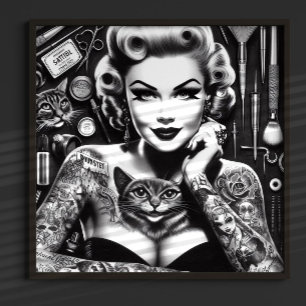 Affiche Fille tatouée alternative vieille école