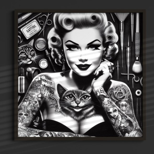 Affiche Fille tatouée alternative vieille école (Créateur téléchargé)
