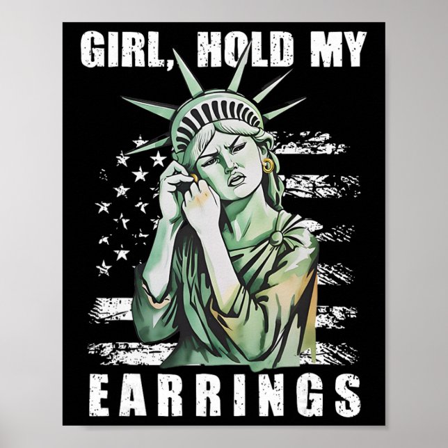 Affiche Fille tenant mes boucles d'oreilles Statue Subtil  (Devant)