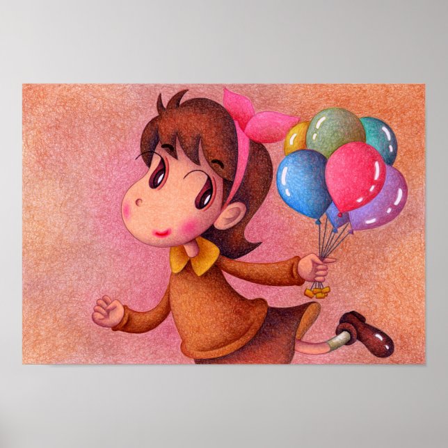 Affiche Fille tenant un ballon. (Devant)