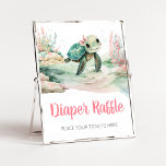Affiche Fille Tortue de mer Baby shower Déchets Raffle<br><div class="desc">Faites de votre événement un événement spécial avec ce Baby shower Under The Sea avec notre joli et mignon Diaper Raffle Signal avec adorable thème Baby shower de tortue de mer. Téléchargez,  personnalisez et créez des souvenirs durables avec cette touche parfaite pour votre fête joyeuse ! BS832</div>