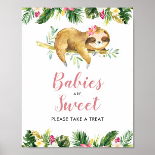 Affiche Fille tropicale Baby shower de fentes Les bébés so