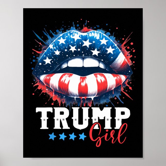 Affiche Fille Trump 2024 Élection américaine Drapeau (Devant)