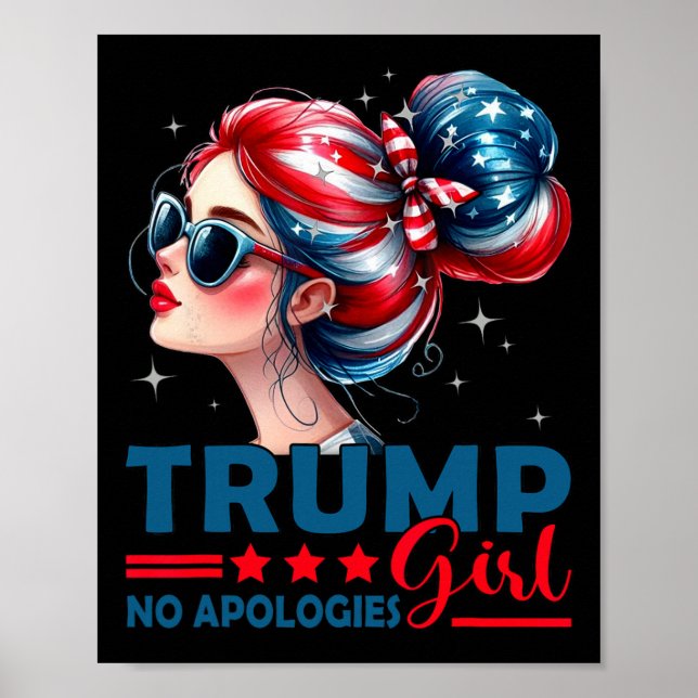 Affiche Fille Trump Sans Excuses Bun Décoiffé Lunettes De  (Devant)