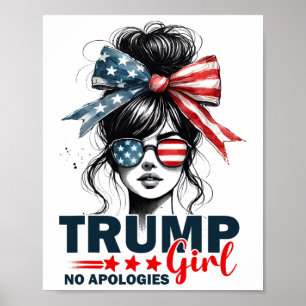 Affiche Fille Trump Sans Excuses Bun Décoiffé Lunettes de