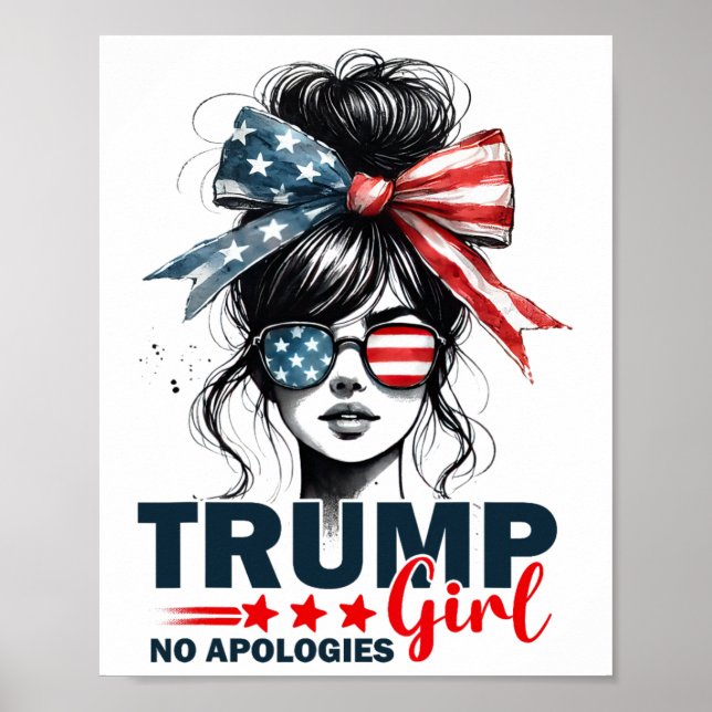 Affiche Fille Trump Sans Excuses Bun Décoiffé Lunettes de  (Devant)
