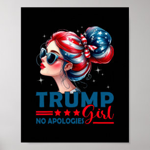 Affiche Fille Trump Sans Excuses Bun Emmêlés Lunettes De S