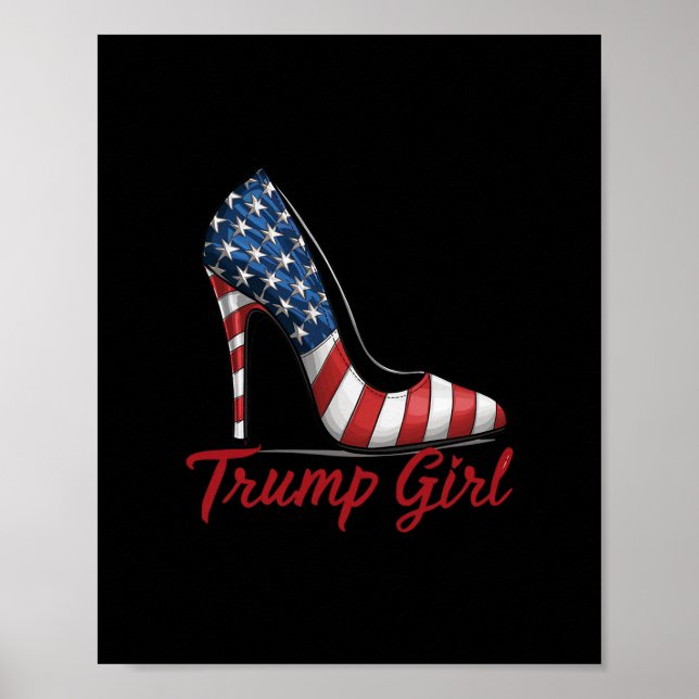 Affiche Fille Trump Talons Hauts Stilettos Drapeau América (Devant)