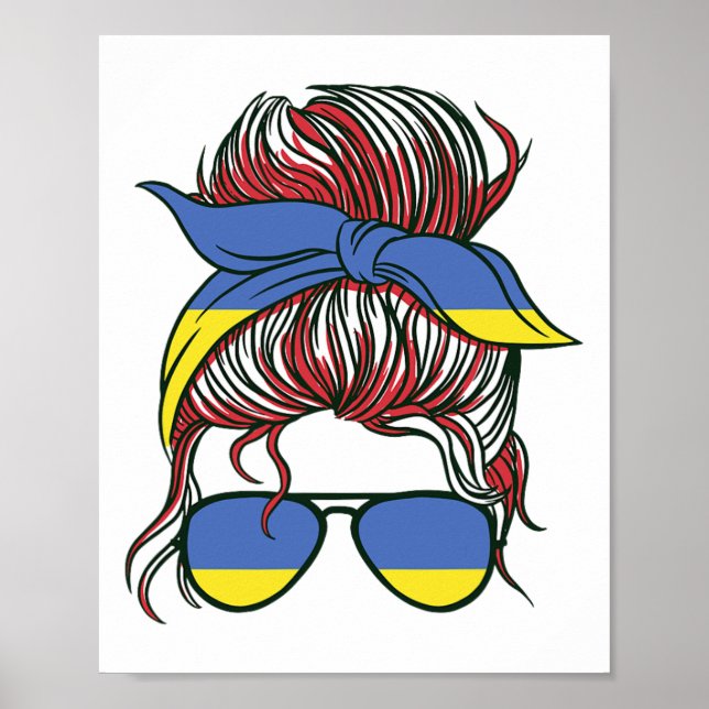 Affiche Fille ukrainienne avec des lunettes de soleil Fier (Devant)