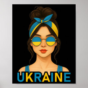 Affiche Fille ukrainienne Drapeau Ukraine Petite amie ukra