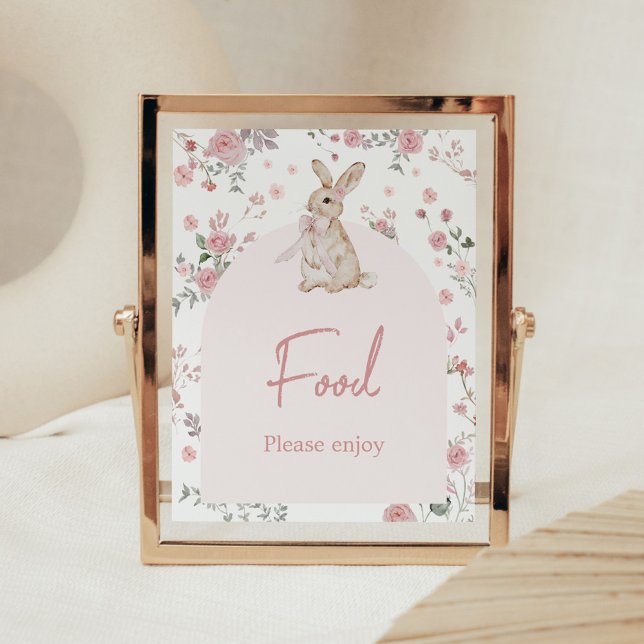 Affiche Fille Un Baby shower De Lapin Nourriture (Pink Some Bunny Baby Shower Food Sign)