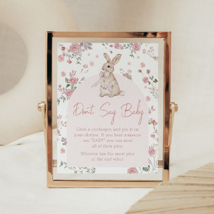 Affiche Fille un Baby shower lapin ne dit pas bébé