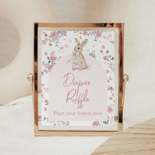 Affiche Fille Un Petit Lapin Baby shower Déchets Raffle