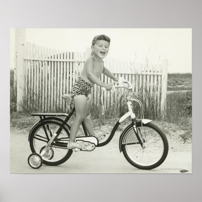 Affiche Fille vélo équitation (Devant)