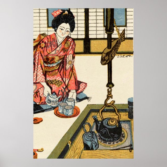 Affiche Fille versant du thé Sekino Jun'ichiro 1946 (Devant)