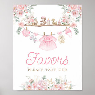 Affiche Fille Vêtements de bébé rose Clothesline Favoriser