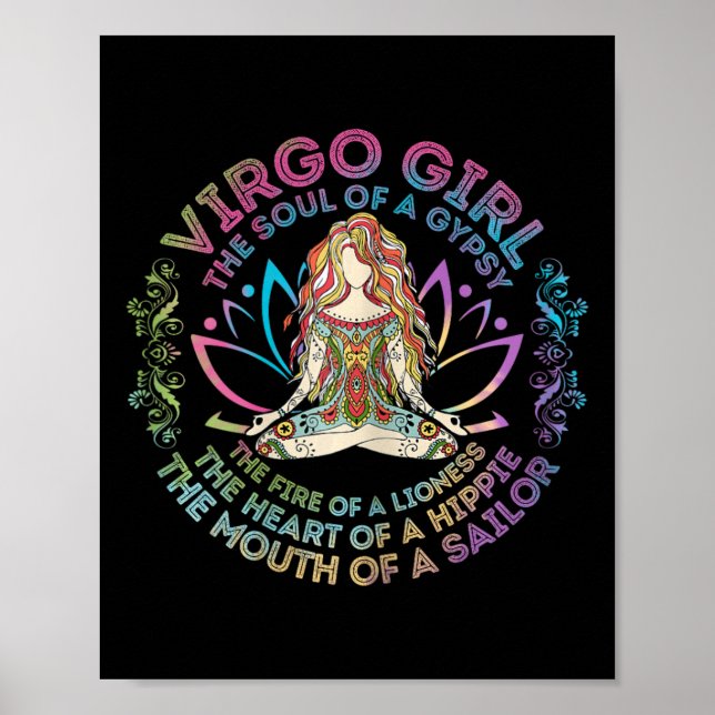Affiche Fille Vierge L'Âme D'Une Gitane Anniversaire Hippi (Devant)