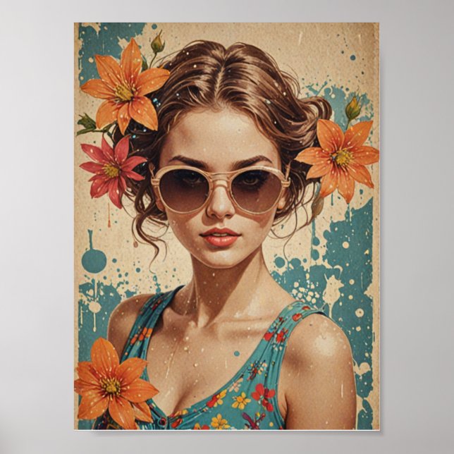 Affiche fille vintage (Devant)