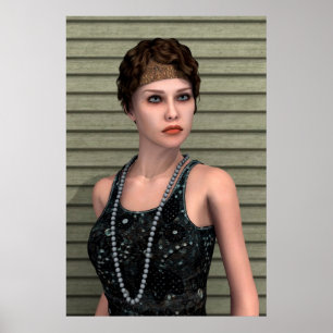 Affiche Fille Vintage