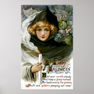 Affiche Fille vintage de Halloween