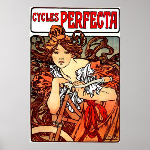Affiche Fille vintage sur la copie d'affiche de bicyclette