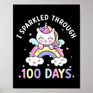 Affiche Filles 100 Jours Unicorn 100e Jour