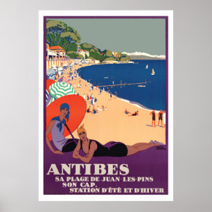 Affiche Filles à Antibes Beach, France, Côte d'Azur
