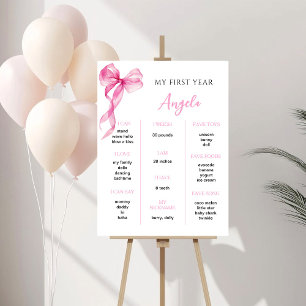 Affiche Filles au nœud rose premier anniversaire étape imp