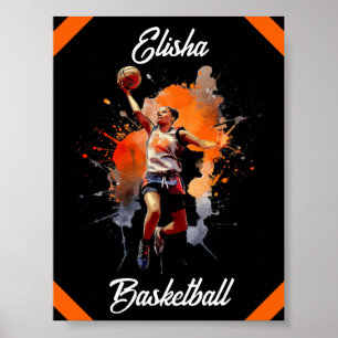 Affiche Filles Basketball Aquarelle Personnalisée