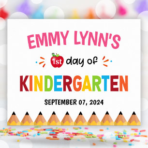 Affiche Filles Colorées Premier Jour De L'École Maternelle