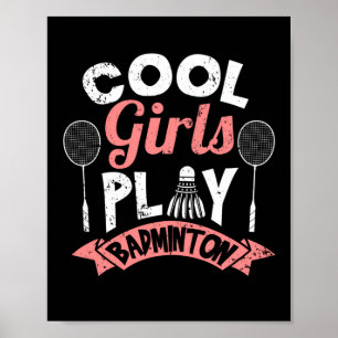 Affiche Filles cool jouant au badminton Funny badminton