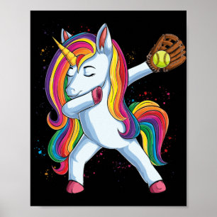 Affiche Filles Dabbing Softball Unicorn Vêtements Sport