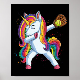 Affiche Filles Dabbing Softball Unicorn Vêtements Sport