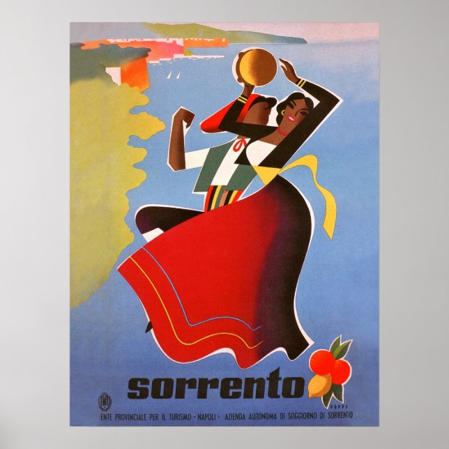Affiche Filles dansantes de Sorrente, Italie, voyage vinta (Devant)