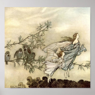 Affiche Filles de fées vintages par Arthur Rackham