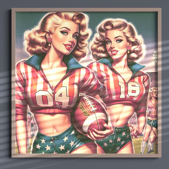 Affiche Filles de football vintages (Créateur téléchargé)