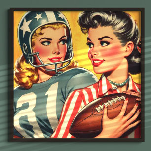 Affiche Filles de football vintages