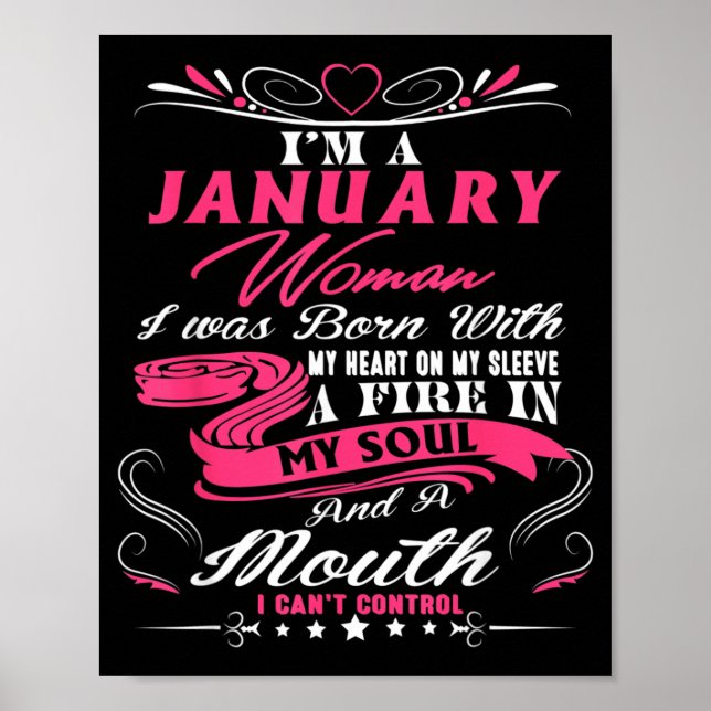 Affiche Filles de janvier, feu dans l'âme, citation drôle  (Devant)