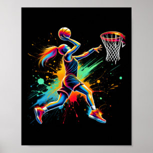 Affiche Filles de joueur de basket-ball colorées